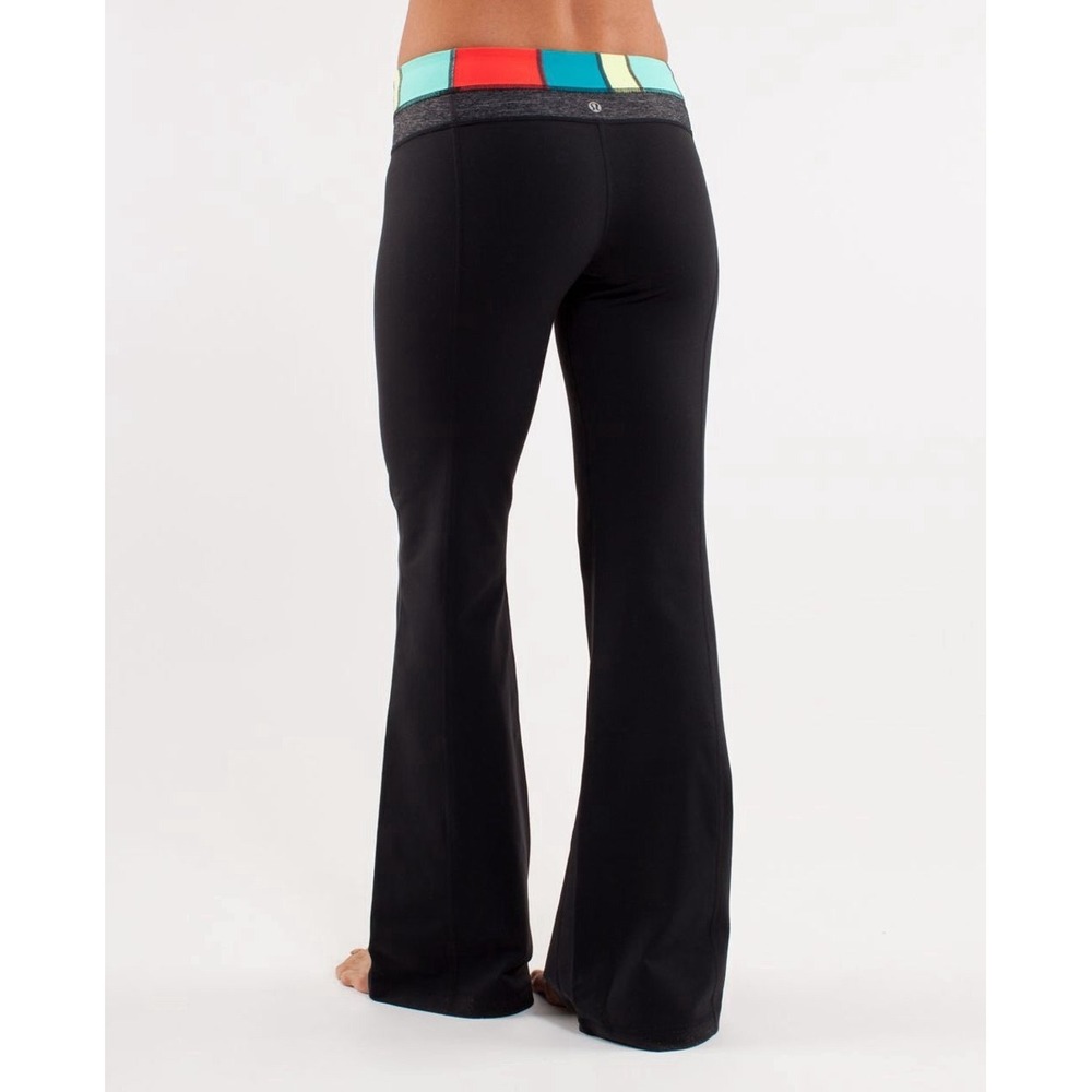 Lululemon Womens Groove Flare Yoga Reversible Pants 4 Black Colorblock Waist Y2K - Picture 2 of 16